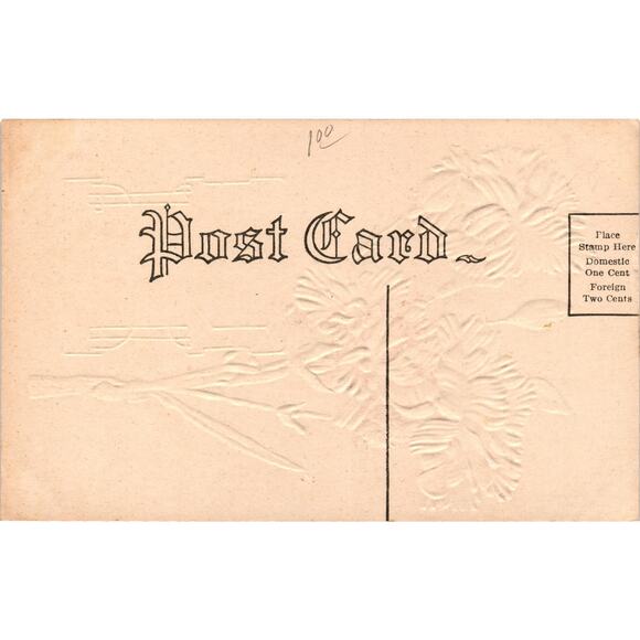 Vintage Embossed Postcard Carnations and Art Nouveau Poetry Verse - Picture 2 of 2